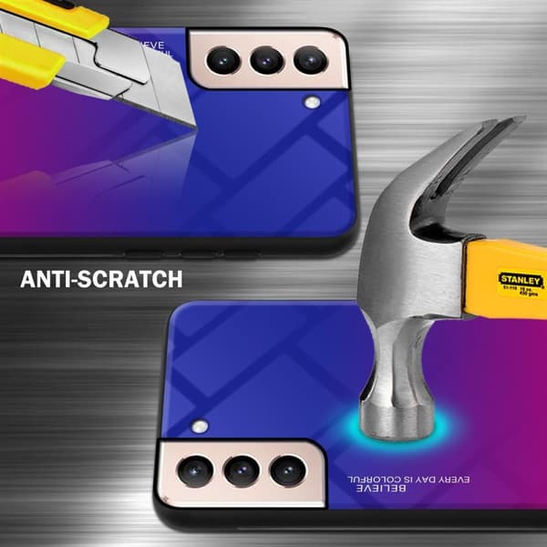 Samsung Galaxy S21 PLUS Suojakuori Suojakotelo Kaksivärinen joka on valmistettu TPU-silikonista ja jonka takaosa on valmistettu karkaistusta lasista