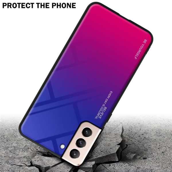 Samsung Galaxy S21 PLUS Suojakuori Suojakotelo Kaksivärinen joka on valmistettu TPU-silikonista ja jonka takaosa on valmistettu karkaistusta lasista