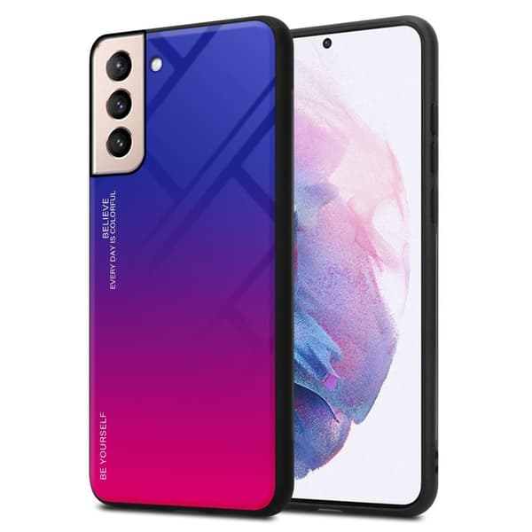 Samsung Galaxy S21 PLUS Suojakuori Suojakotelo Kaksivärinen joka on valmistettu TPU-silikonista ja jonka takaosa on valmistettu karkaistusta lasista