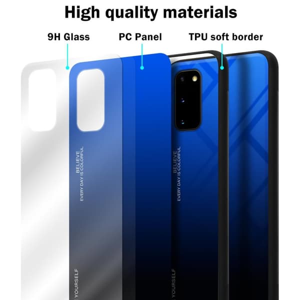 Deksel til Samsung Galaxy S20 Silikondeksel av TPU-silikon og bakside av herdet glass