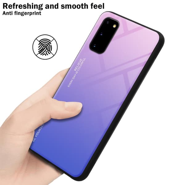 Deksel til Samsung Galaxy S20 Silikondeksel av TPU-silikon og bakside av herdet glass