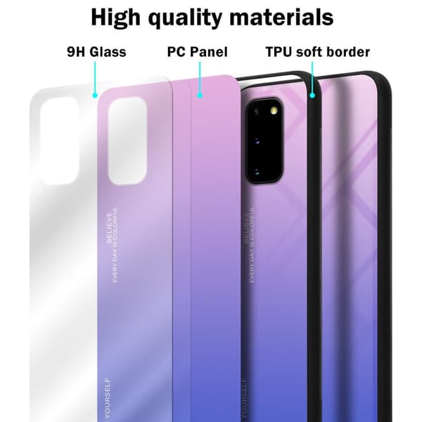 Deksel til Samsung Galaxy S20 Silikondeksel av TPU-silikon og bakside av herdet glass
