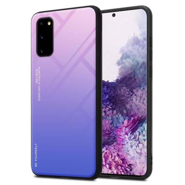 Deksel til Samsung Galaxy S20 Silikondeksel av TPU-silikon og bakside av herdet glass