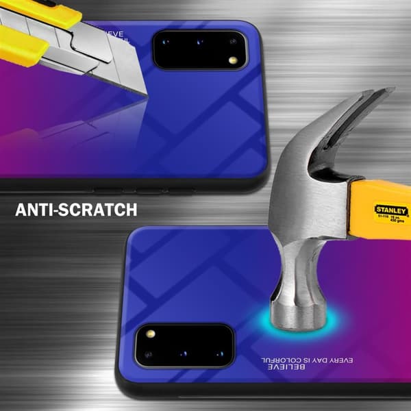 Deksel til Samsung Galaxy S20 Silikondeksel av TPU-silikon og bakside av herdet glass