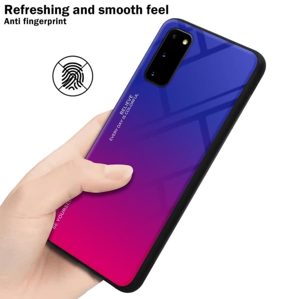 Deksel til Samsung Galaxy S20 Silikondeksel av TPU-silikon og bakside av herdet glass