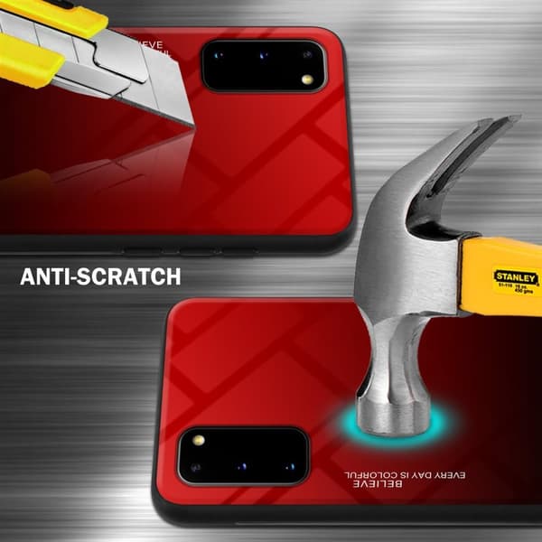 Deksel til Samsung Galaxy S20 Silikondeksel av TPU-silikon og bakside av herdet glass