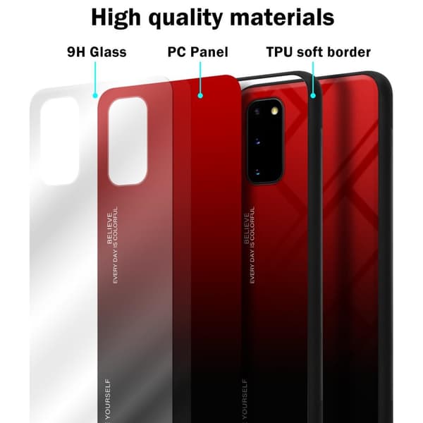 Deksel til Samsung Galaxy S20 Silikondeksel av TPU-silikon og bakside av herdet glass