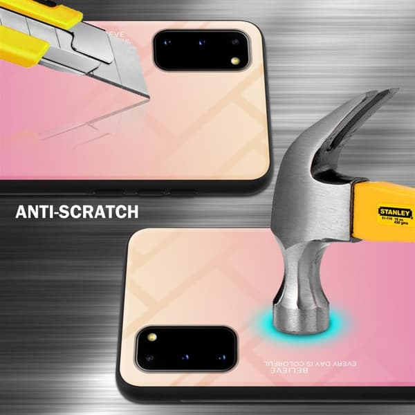 Deksel til Samsung Galaxy S20 Silikondeksel av TPU-silikon og bakside av herdet glass