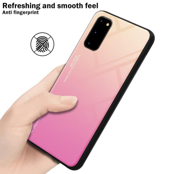 Deksel til Samsung Galaxy S20 Silikondeksel av TPU-silikon og bakside av herdet glass