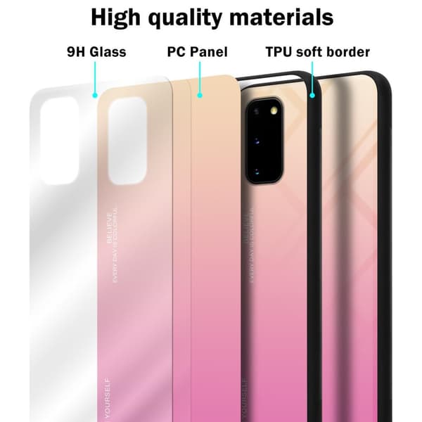 Deksel til Samsung Galaxy S20 Silikondeksel av TPU-silikon og bakside av herdet glass