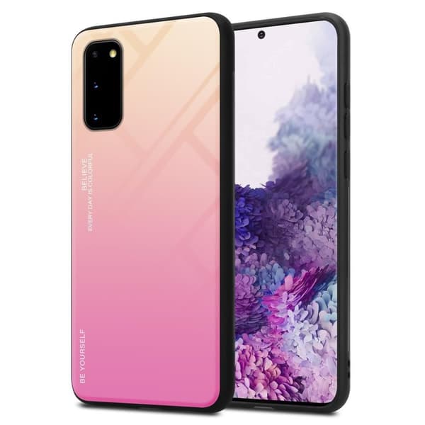 Deksel til Samsung Galaxy S20 Silikondeksel av TPU-silikon og bakside av herdet glass