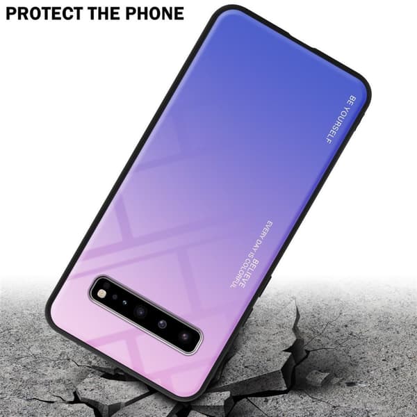 Deksel til Samsung Galaxy S10 5G Silikondeksel av TPU-silikon og bakside av herdet glass