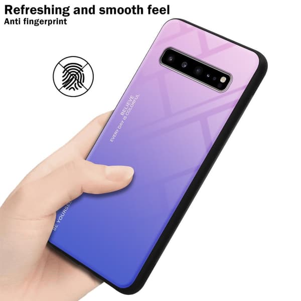 Deksel til Samsung Galaxy S10 5G Silikondeksel av TPU-silikon og bakside av herdet glass