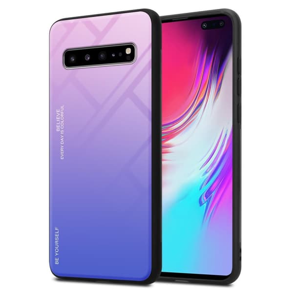 Deksel til Samsung Galaxy S10 5G Silikondeksel av TPU-silikon og bakside av herdet glass