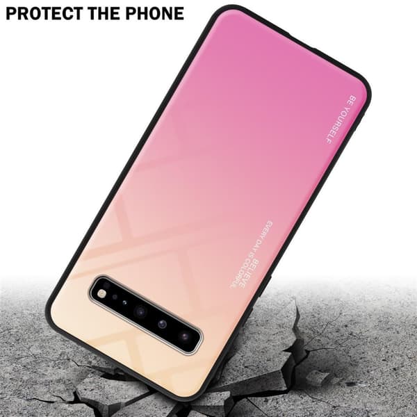 Deksel til Samsung Galaxy S10 5G Silikondeksel av TPU-silikon og bakside av herdet glass
