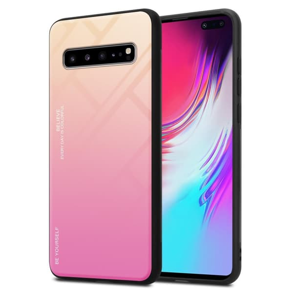 Deksel til Samsung Galaxy S10 5G Silikondeksel av TPU-silikon og bakside av herdet glass