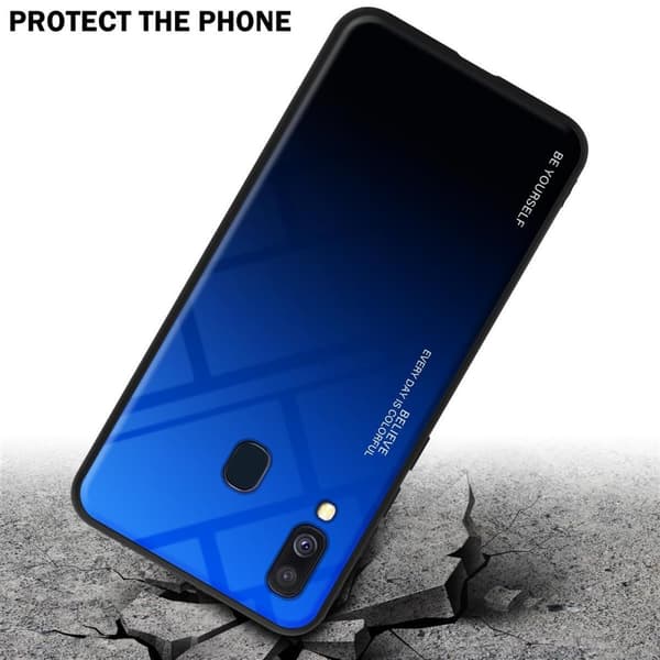 Samsung Galaxy A40 Skal Fodral i två färger av TPU-silikon och baksida av härdat glas Case Cover Mobilskydd
