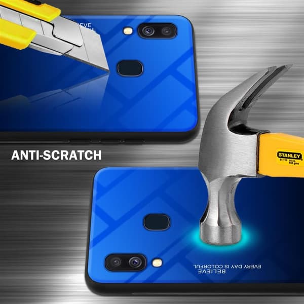 Samsung Galaxy A40 Skal Fodral i två färger av TPU-silikon och baksida av härdat glas Case Cover Mobilskydd