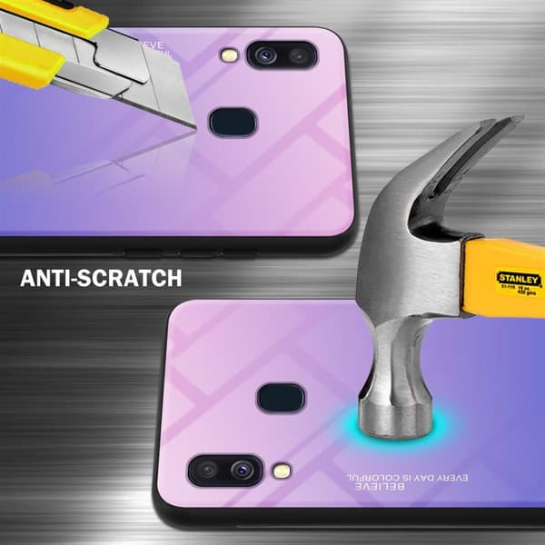 Samsung Galaxy A40 Skal Fodral i två färger av TPU-silikon och baksida av härdat glas Case Cover Mobilskydd