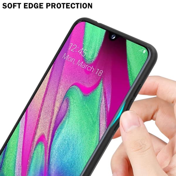 Deksel til Samsung Galaxy A40 Silikondeksel av TPU-silikon og bakside av herdet glass