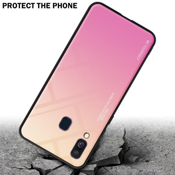 Samsung Galaxy A40 Skal Fodral i två färger av TPU-silikon och baksida av härdat glas Case Cover Mobilskydd