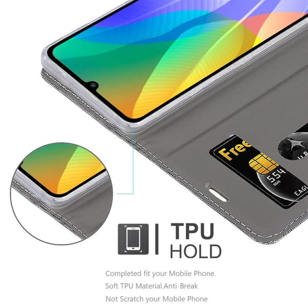 Deksel til Huawei Y6P Lommebokdeksel med magnetisk lukking, stativfunksjon og kortlomme