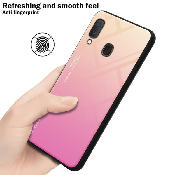 Samsung Galaxy A10e / A20e Skal Fodral i två färger av TPU-silikon och baksida av härdat glas Case Cover Mobilskydd