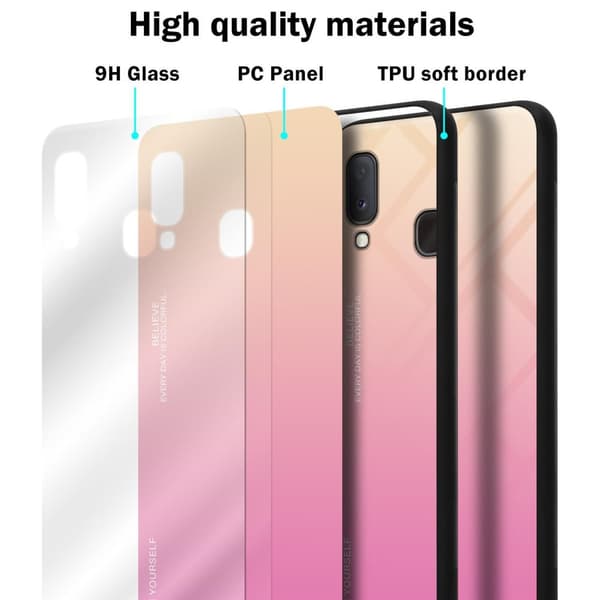 Samsung Galaxy A10e / A20e Skal Fodral i två färger av TPU-silikon och baksida av härdat glas Case Cover Mobilskydd