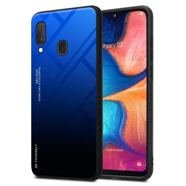 Samsung Galaxy A10e / A20e Skal Fodral i två färger av TPU-silikon och baksida av härdat glas Case Cover Mobilskydd