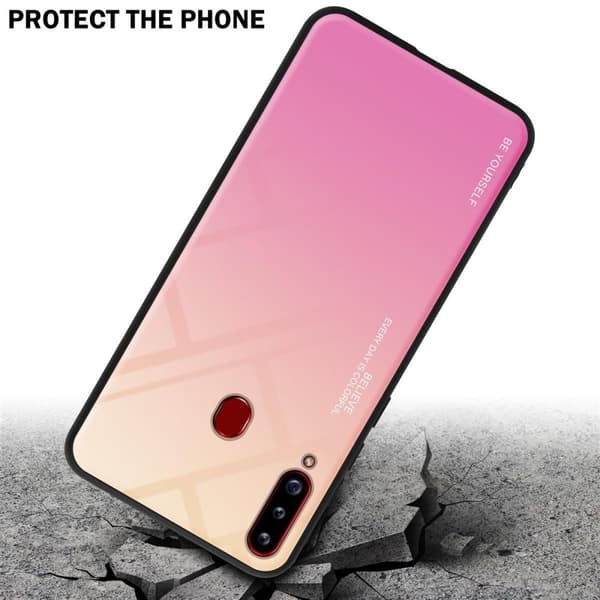 Samsung Galaxy A20s Skal Fodral i två färger av TPU-silikon och baksida av härdat glas Case Cover Mobilskydd