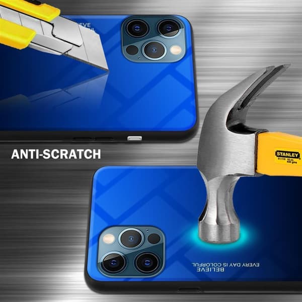 iPhone 12 / 12 PRO Skal Fodral i två färger av TPU-silikon och baksida av härdat glas Case Cover Mobilskydd