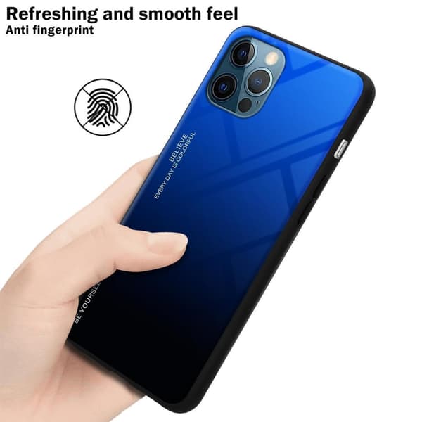 iPhone 12 / 12 PRO Skal Fodral i två färger av TPU-silikon och baksida av härdat glas Case Cover Mobilskydd