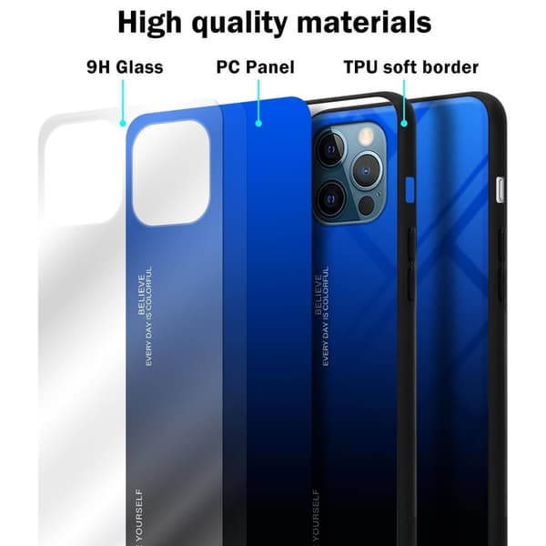 iPhone 12 / 12 PRO Skal Fodral i två färger av TPU-silikon och baksida av härdat glas Case Cover Mobilskydd