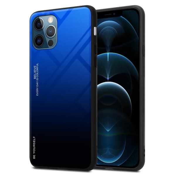 iPhone 12 / 12 PRO Skal Fodral i två färger av TPU-silikon och baksida av härdat glas Case Cover Mobilskydd