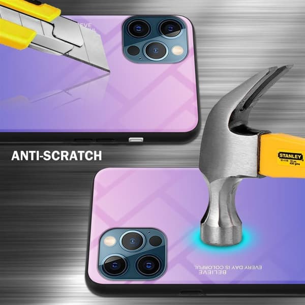 iPhone 12 / 12 PRO Skal Fodral i två färger av TPU-silikon och baksida av härdat glas Case Cover Mobilskydd