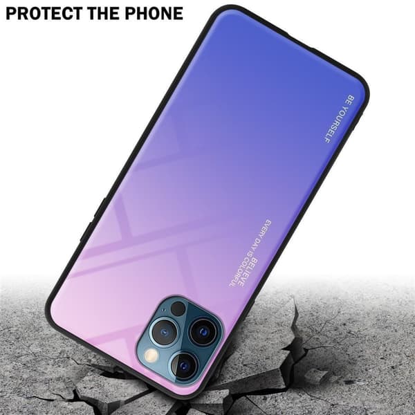 iPhone 12 / 12 PRO Skal Fodral i två färger av TPU-silikon och baksida av härdat glas Case Cover Mobilskydd