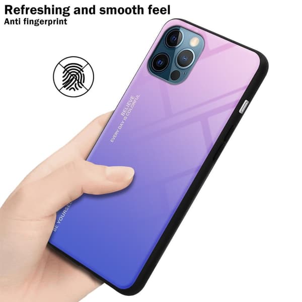 iPhone 12 / 12 PRO Skal Fodral i två färger av TPU-silikon och baksida av härdat glas Case Cover Mobilskydd