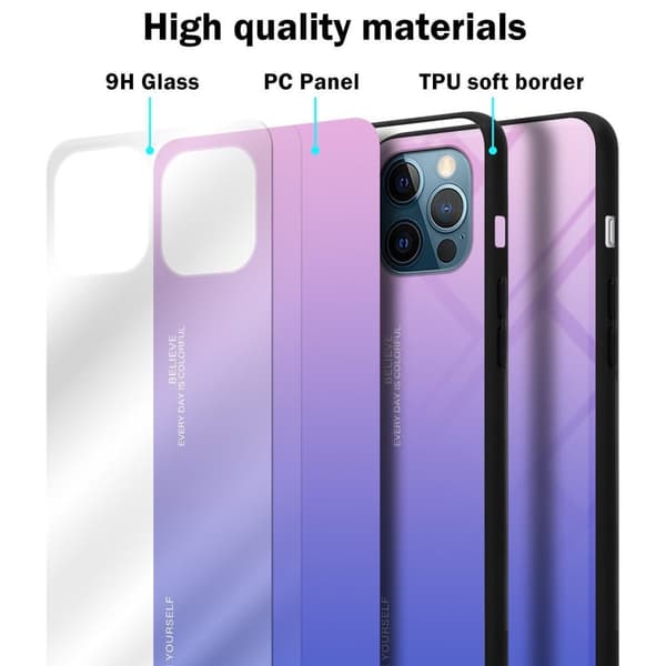 iPhone 12 / 12 PRO Skal Fodral i två färger av TPU-silikon och baksida av härdat glas Case Cover Mobilskydd