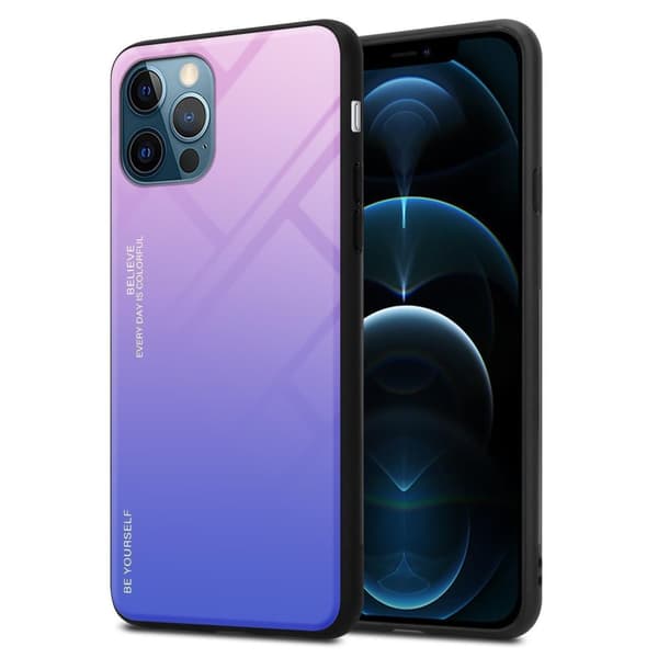 iPhone 12 / 12 PRO Skal Fodral i två färger av TPU-silikon och baksida av härdat glas Case Cover Mobilskydd