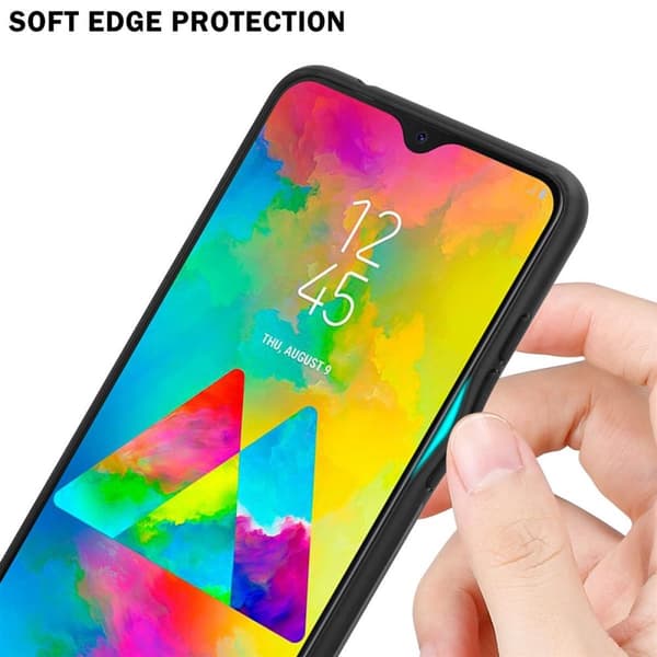 Samsung Galaxy M20 Skal Fodral i två färger av TPU-silikon och baksida av härdat glas Case Cover Mobilskydd