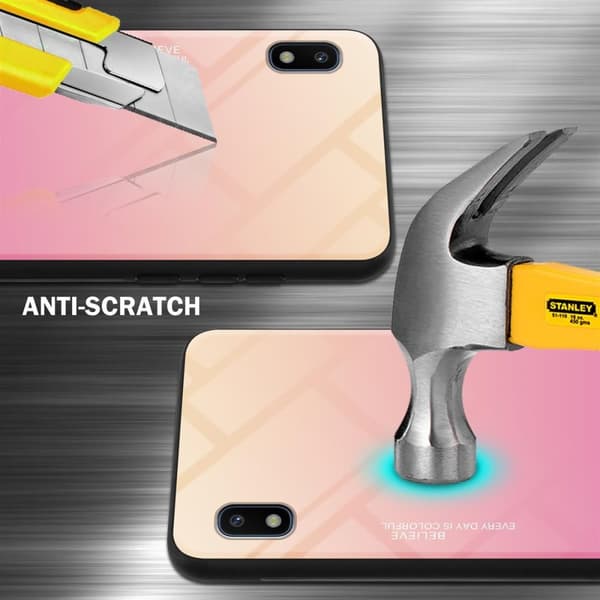 Deksel til Samsung Galaxy A10 / M10 Silikondeksel av TPU-silikon og bakside av herdet glass