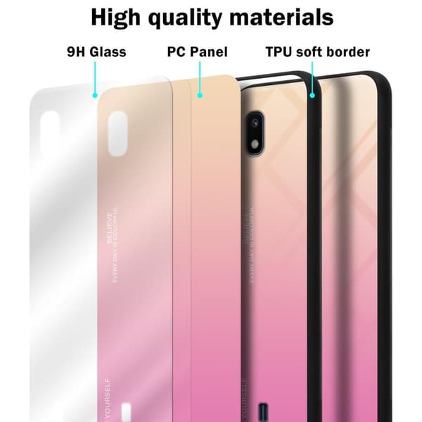 Deksel til Samsung Galaxy A10 / M10 Silikondeksel av TPU-silikon og bakside av herdet glass