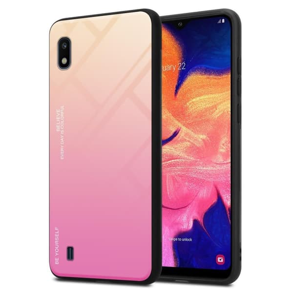 Deksel til Samsung Galaxy A10 / M10 Silikondeksel av TPU-silikon og bakside av herdet glass