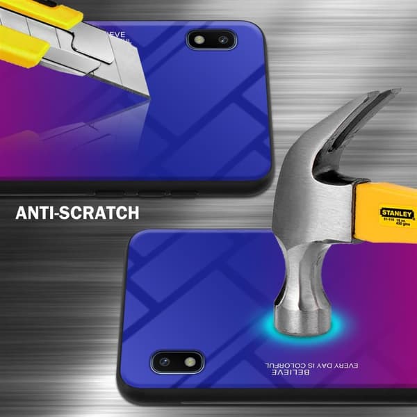 Deksel til Samsung Galaxy A10 / M10 Silikondeksel av TPU-silikon og bakside av herdet glass