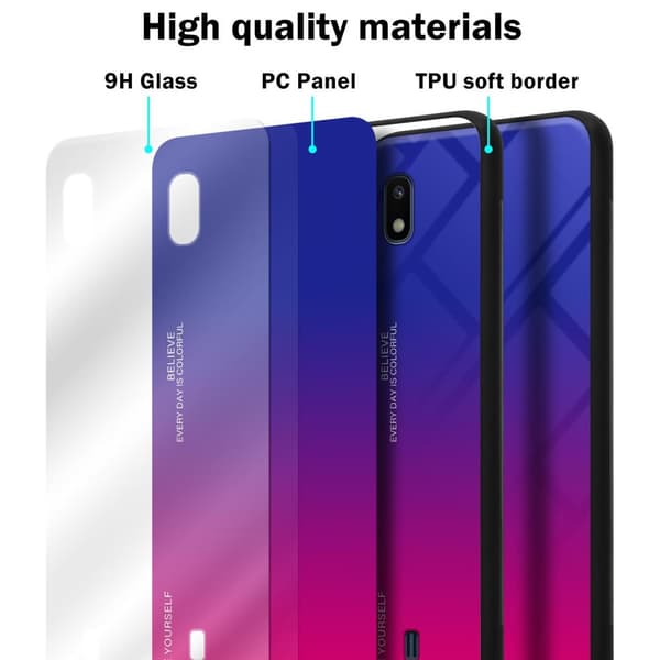 Deksel til Samsung Galaxy A10 / M10 Silikondeksel av TPU-silikon og bakside av herdet glass