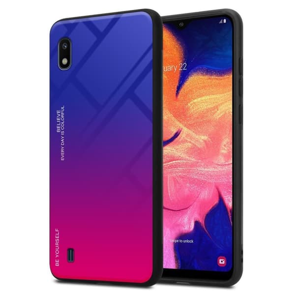 Deksel til Samsung Galaxy A10 / M10 Silikondeksel av TPU-silikon og bakside av herdet glass