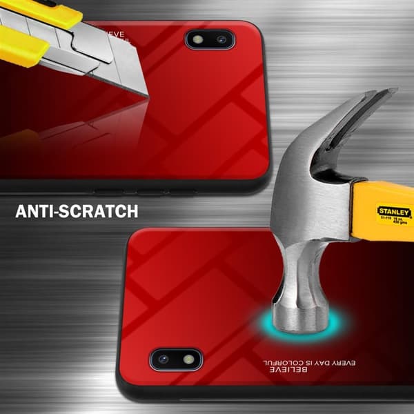 Deksel til Samsung Galaxy A10 / M10 Silikondeksel av TPU-silikon og bakside av herdet glass