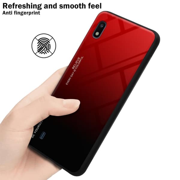 Deksel til Samsung Galaxy A10 / M10 Silikondeksel av TPU-silikon og bakside av herdet glass