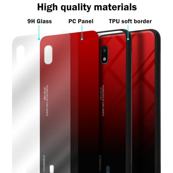 Deksel til Samsung Galaxy A10 / M10 Silikondeksel av TPU-silikon og bakside av herdet glass