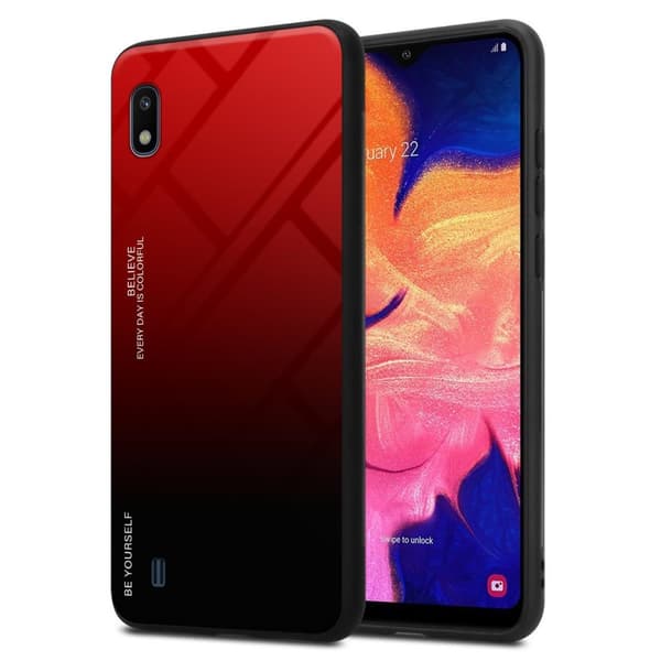 Deksel til Samsung Galaxy A10 / M10 Silikondeksel av TPU-silikon og bakside av herdet glass